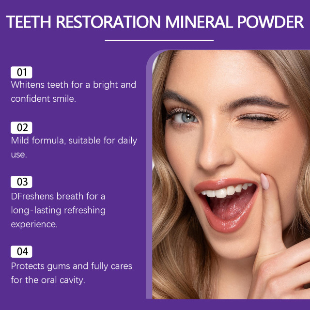 Gently and effectively cleans teeth Purple tooth powder removes stains