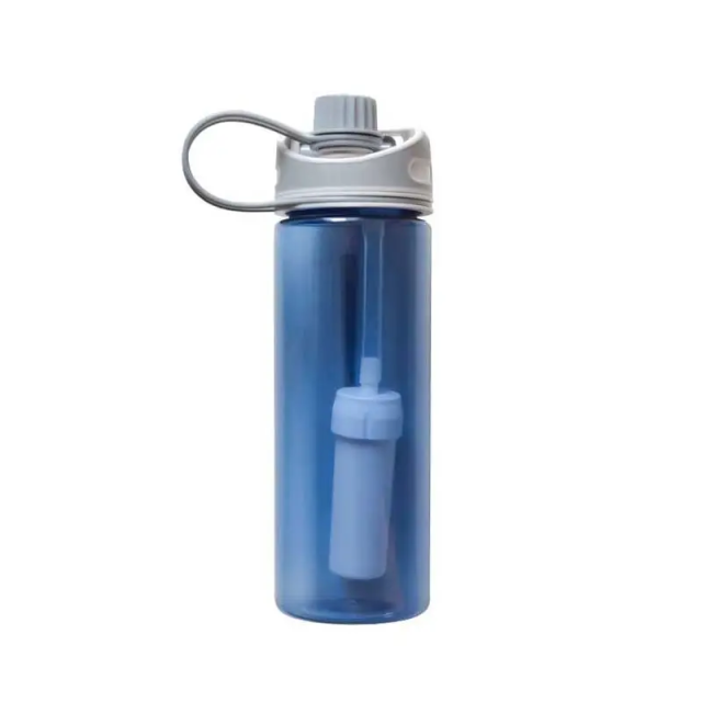 Hiking Survival Portable Outdoor Travel Plastic Integrated Filtered Straw Water Filter Bottle With Filter Straw,Survival Portable Outdoor Water Filter Bottle With Filter Straw,Purithm