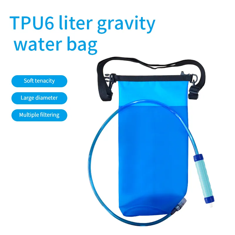 6L TPU Large Capacity Hydration Bladder Outdoor Portable Gravity Water Filter Purifier Filter Water Bag Camping,Large Capacity Outdoor Portable Gravity Water Purifier Filter Bag,Purithm