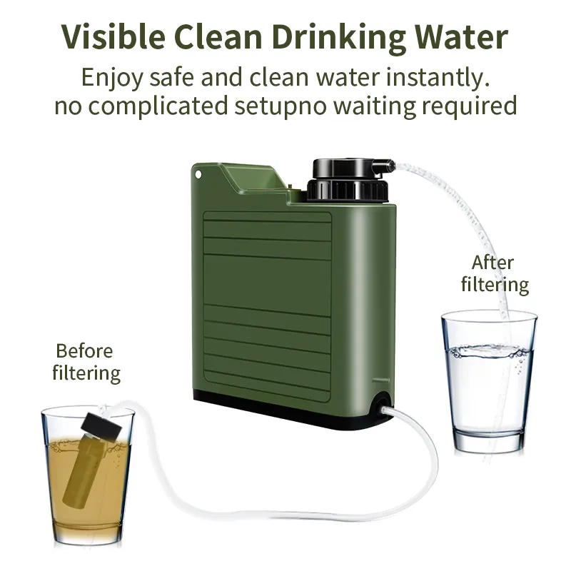 Hiking Drinking Mini Pump Electric Water Filter Straw System Camping Outdoor Portable Personal Electric Water Purifier Filter,Portable Survival Electric Water Filter Straw System for Outdoor,Purithm