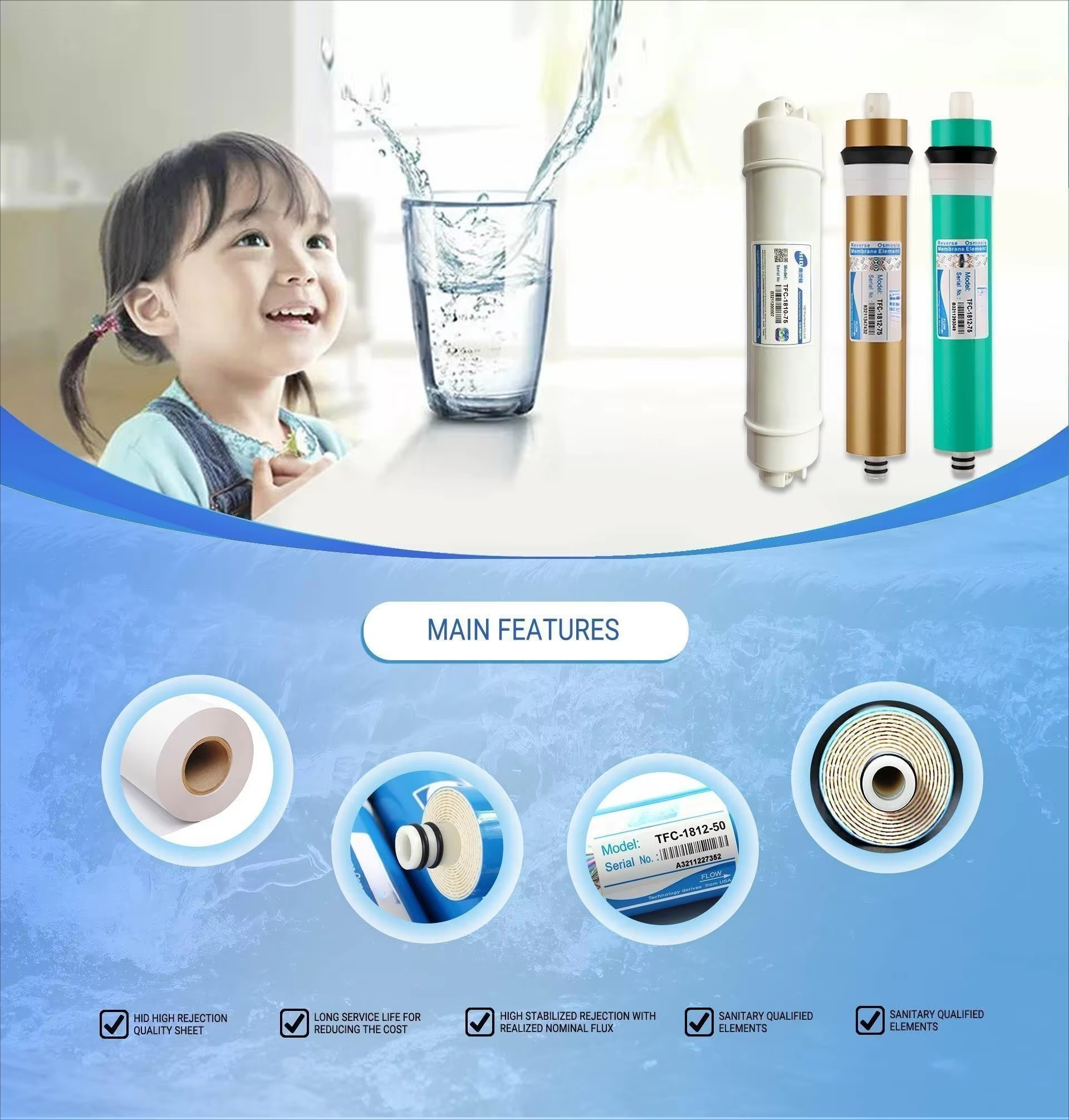 Domestic RO Membrane Manufacturer Reverse Osmosis Membrane Replacement Filter Domestic Reverse Osmosis Membrane,Professional-Grade Filtration: Removes 99.99% of contaminants,Purithm