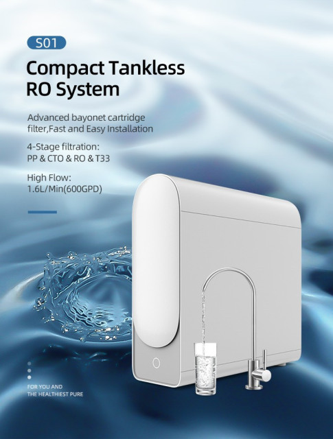 Smart 1:1 Pure to Drain 600GPD/800GPD Tankless Direct Flow Reverse Osmosis Water Filter System Compact High Flow RO system,Remove 99.99% contaminants with our under-sink water purifier.,Purithm