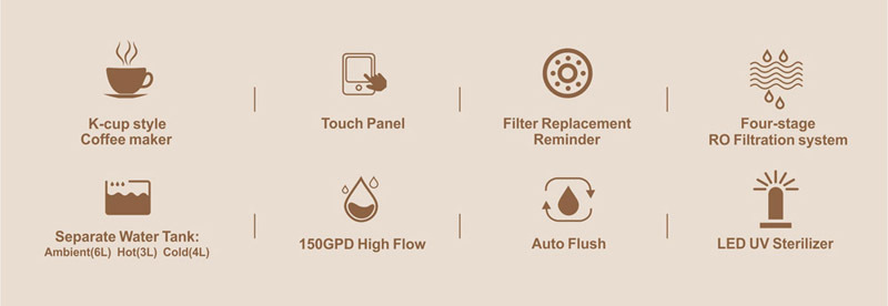 Water dispenser with coffee maker Best cold&hot RO filtration water dispenser with UV lamp smart healthy water dispensers,Best cold&hot RO filtration water dispenser with coffee maker,Purithm