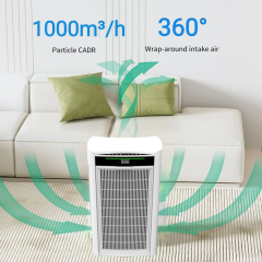 Large commercial home air purifier composite filter double-sided air intake cadr value 1000 deformaldehyde,commercial home air purifier with HEPA composite air filter,Purithm