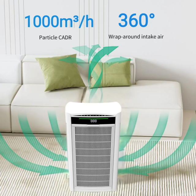 Large commercial home air purifier composite filter double-sided air intake cadr value 1000 deformaldehyde,commercial home air purifier with HEPA composite air filter,Purithm