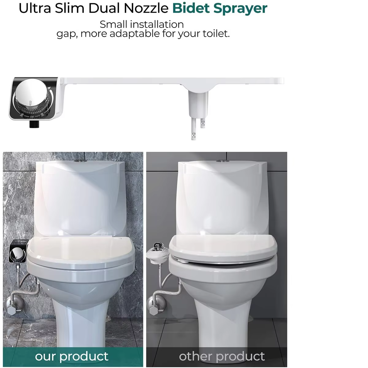 Home Bidet, Self-Cleaning and Retractable Nozzle, Fresh Water Spray Non-Electric Mechanical Toilet Bidet Seat Attachment,Non-Electric Mechanical self cleaning Toilet Bidet Seat Attachment,Purithm