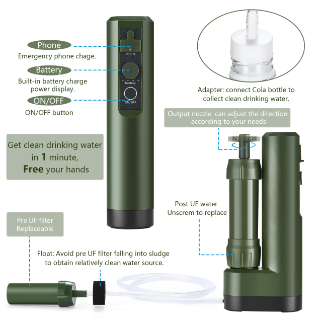 Survival Camping Emergency Personal Mini Outdoor Portable Electric Water Filter Straw,Survival Camping Emergency Personal Mini Outdoor Portable Electric Water Filter Straw,Purithm