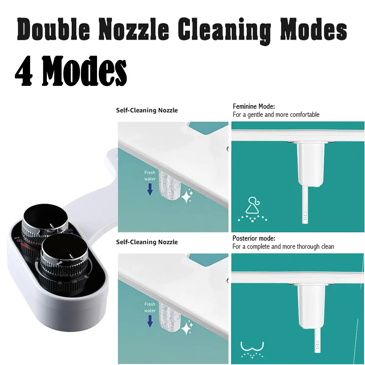 Cold and Hot Water Plastic Toilet Bidet Attachment with Non-electric Super Slim Dual Nozzles Self-cleaning,Cold and Hot Water Plastic Toilet Bidet Attachment,Purithm