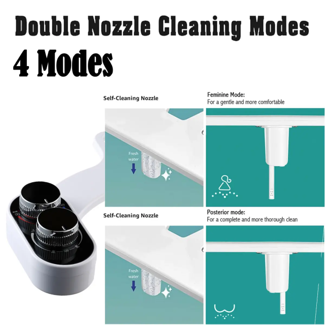 Cold and Hot Water Plastic Toilet Bidet Attachment with Non-electric Super Slim Dual Nozzles Self-cleaning,Cold and Hot Water Plastic Toilet Bidet Attachment,Purithm