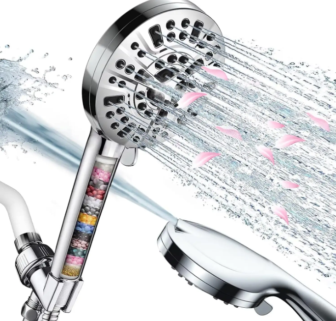 Minerals Stones Replacement Filters 10 Modes Spray Combo High Pressure Detachable Filtered Shower Head with Handheld,10 Modes Spray Combo High Pressure Detachable Filtered Shower Head,Purithm