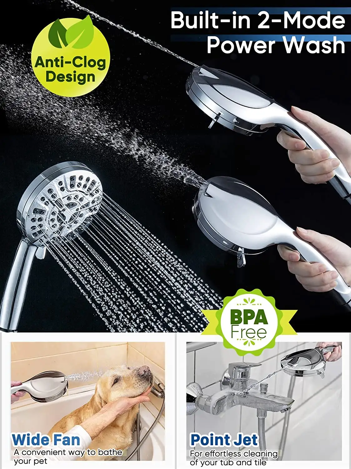Minerals Stones Replacement Filters 10 Modes Spray Combo High Pressure Detachable Filtered Shower Head with Handheld,10 Modes Spray Combo High Pressure Detachable Filtered Shower Head,Purithm