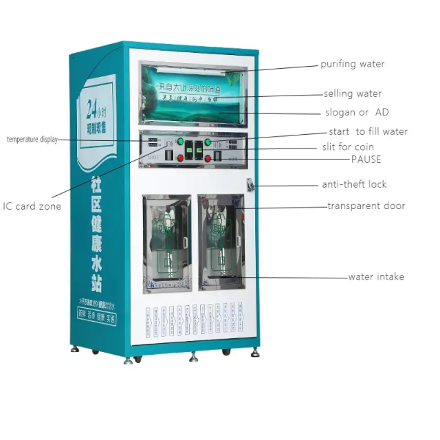 Dual Window Reverse Osmosis Purified Water Vending Machine 220V 2000L Capacity Commercial Mini Portable RO Water Purification Plant,Dual Window Reverse Osmosis Purified Water Vending Machine 220V 2000L Capacity Commercial Mini Portable RO Water Purification Plant,Purithm
