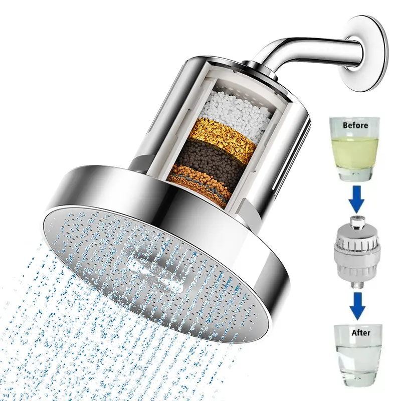 Luxury High-Pressure Black and Chrome Shower Head with Filter Bathroom Faucet Accessory,Luxury High-Pressure Shower Head with Filter Bathroom Faucet Accessory,Purithm