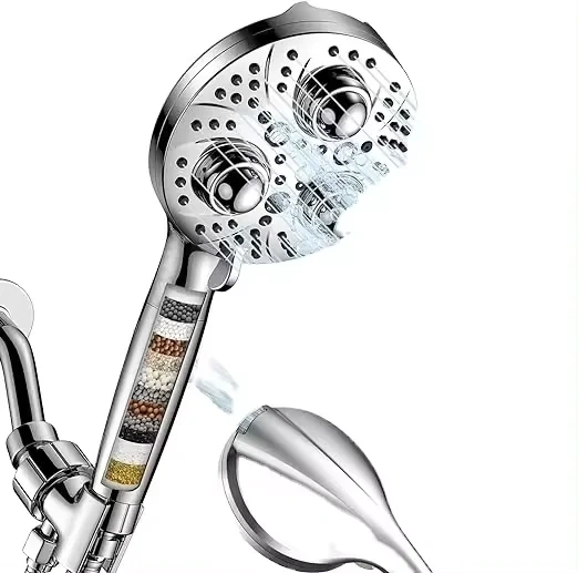 10 Settings Filter Shower Head with Massaging Ball High Pressure Shower Set with Hose and Bracket,Filter Shower Head with Massaging Ball showerhead with filtration,Purithm