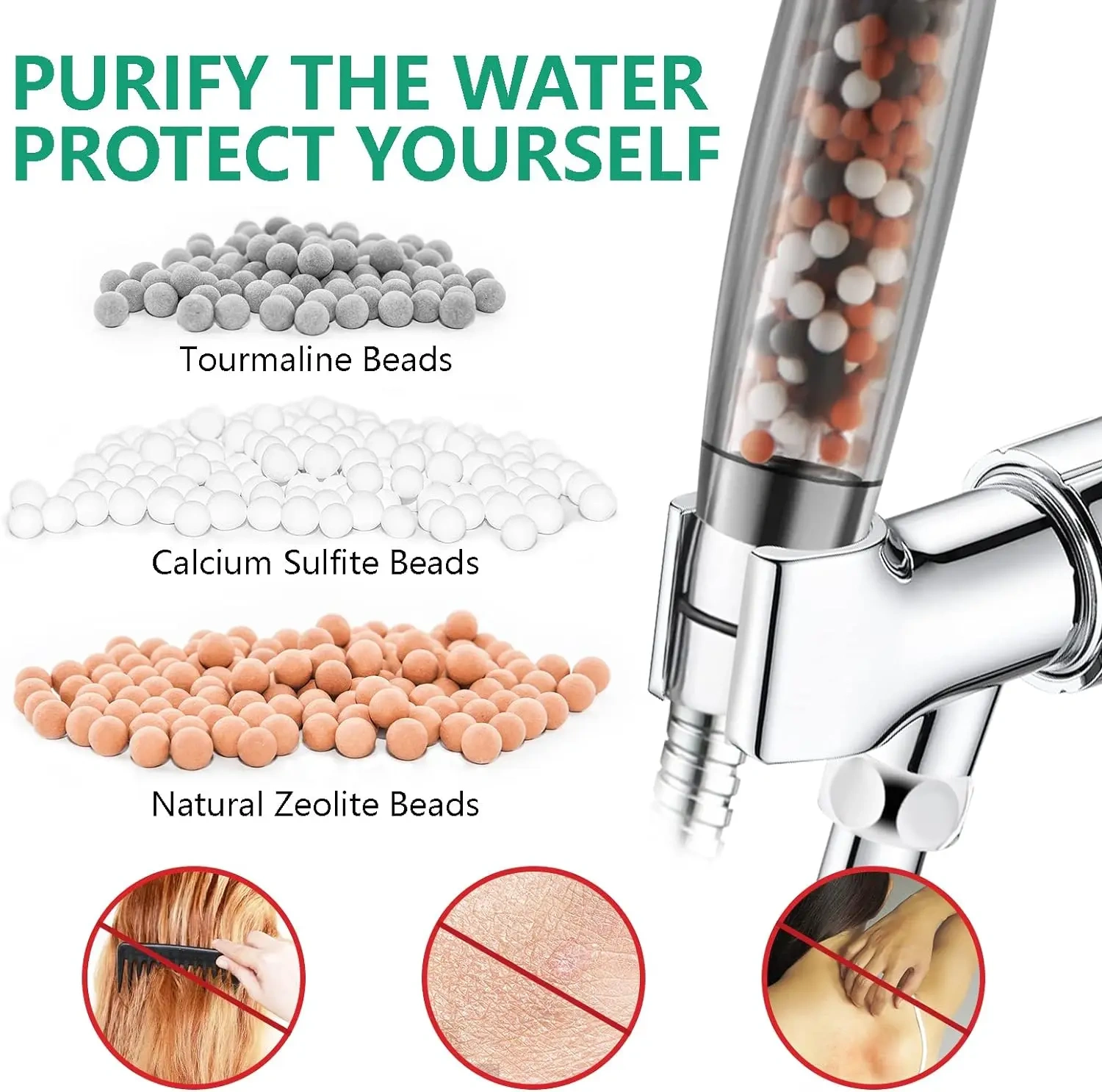 9 Spray Modes+Jet Flush Filtered Shower Head for Hard Water High Pressure Filtered Detachable Showerhead,Filtered Shower Head for Hard Water High Pressure Filtered Shower head,Purithm