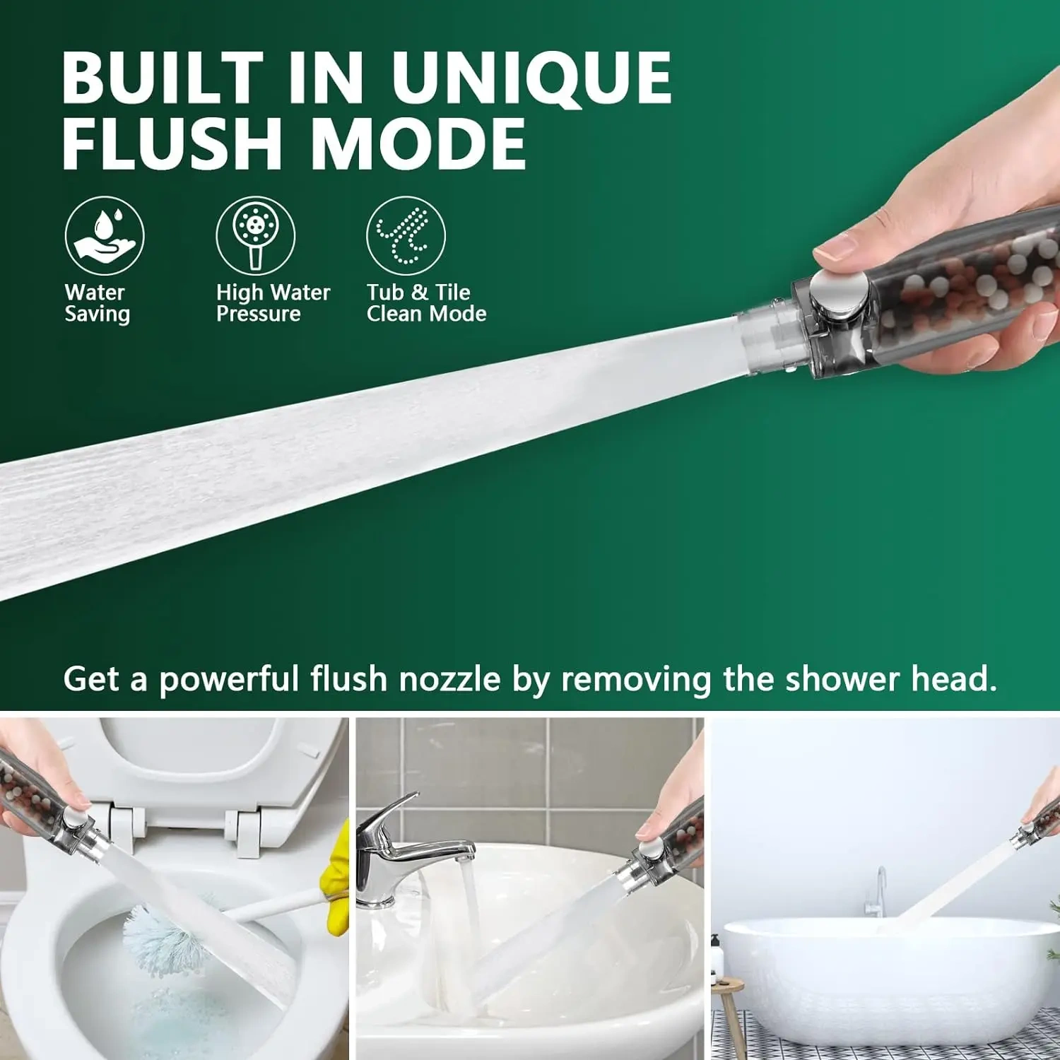 9 Spray Modes+Jet Flush Filtered Shower Head for Hard Water High Pressure Filtered Detachable Showerhead,Filtered Shower Head for Hard Water High Pressure Filtered Shower head,Purithm