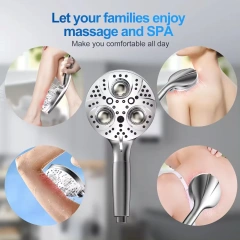 10 Settings Filter Shower Head with Massaging Ball High Pressure Shower Set with Hose and Bracket,Filter Shower Head with Massaging Ball showerhead with filtration,Purithm