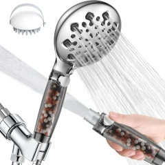 9 Spray Modes+Jet Flush Filtered Shower Head for Hard Water High Pressure Filtered Detachable Showerhead,Filtered Shower Head for Hard Water High Pressure Filtered Shower head,Purithm