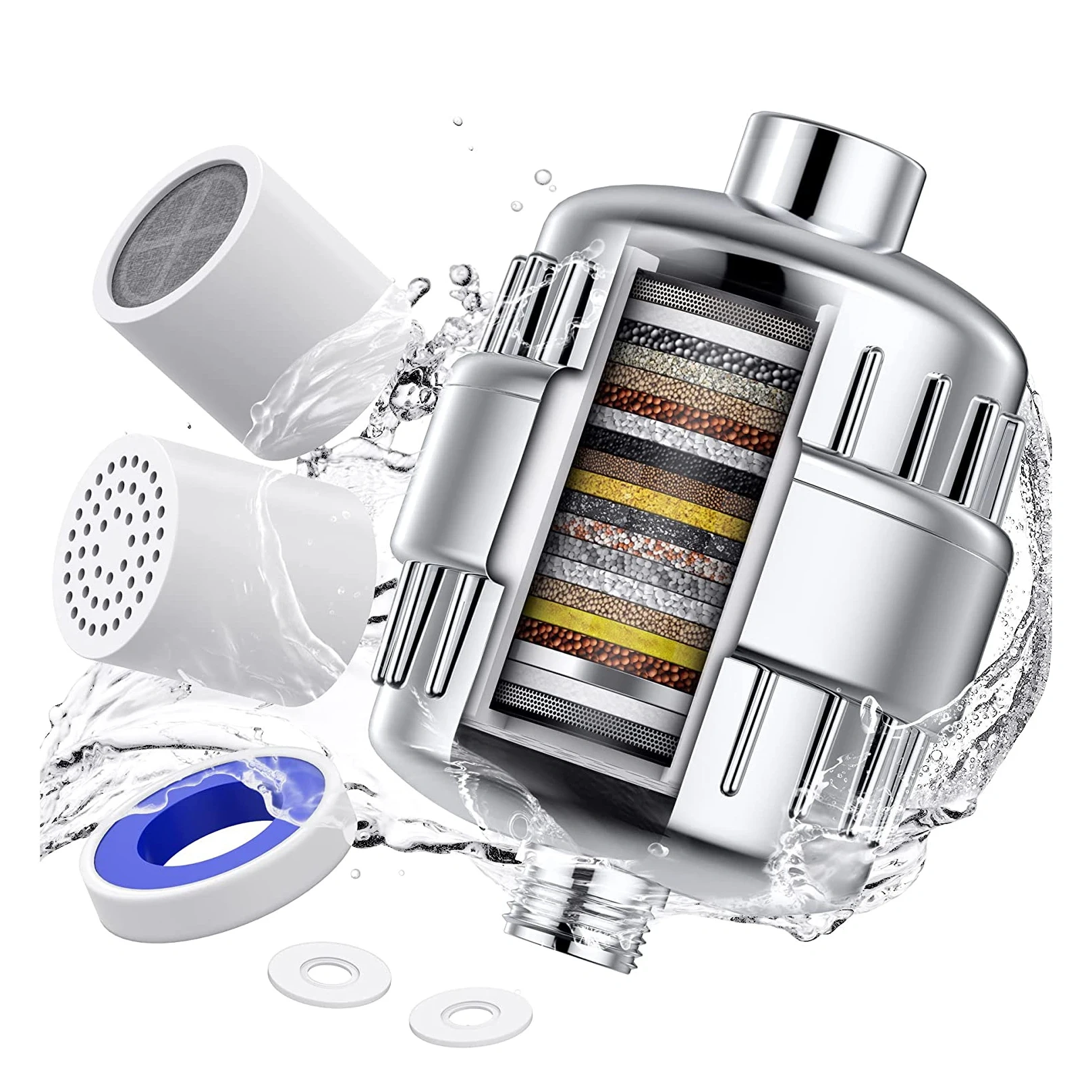 Revolutionary  Advanced Technology Utilizes a Multi-Stage Filtration Process That Effectively Removes Contaminants,filtered shower head with powerful multi-layer filtration,Purithm