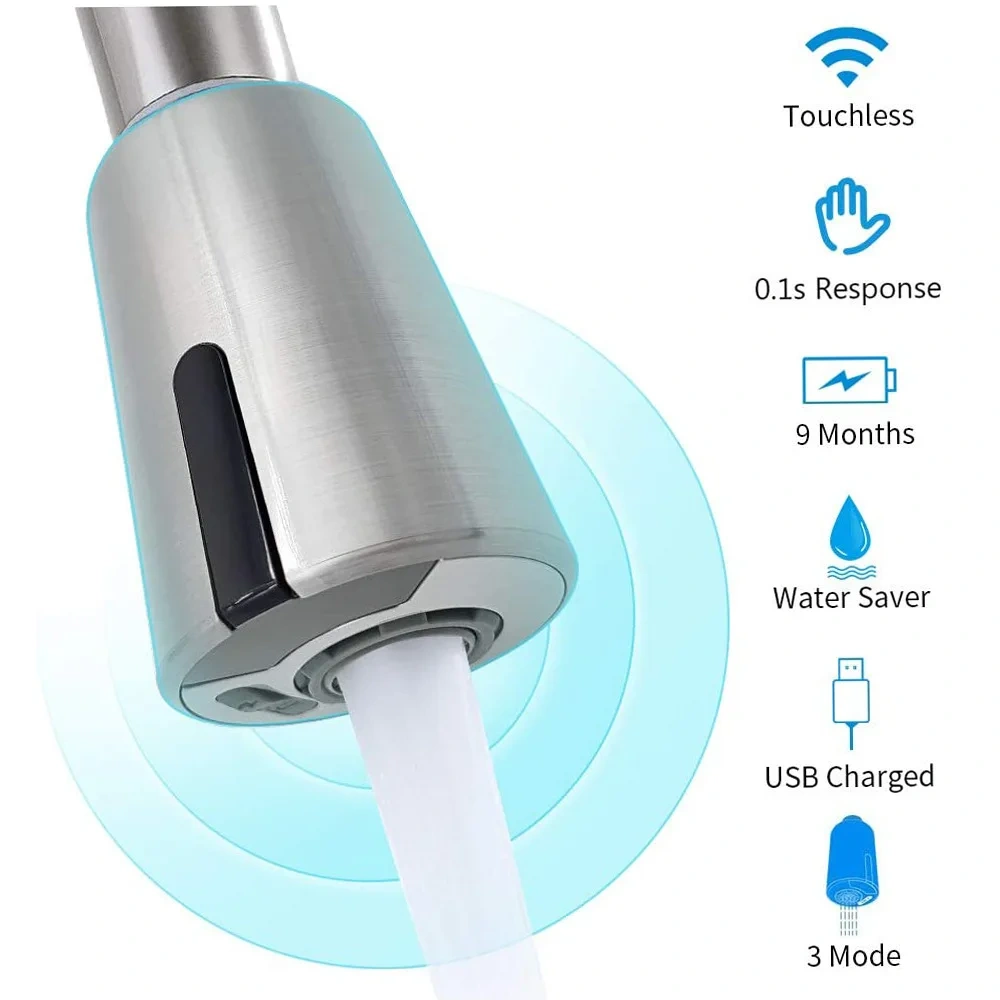 Hand Free Touchless Automatic smart Motion Sensor Faucet Adapter For Kitchen mixer  Sense Faucet Aerator Water Saver Kitchen Bathroom Sensor Water Saving Tap Aerator,Hand Free Touchless Automatic smart Motion Sensor Faucet Adapter,Purithm
