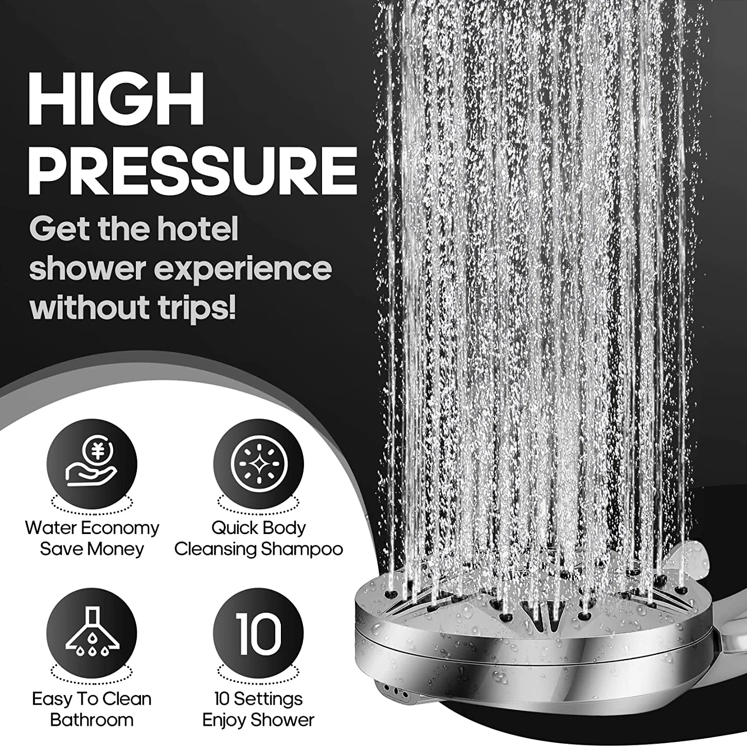 10 Function High Pressure Shower Head with 2 Jet Spray Modes Filter Handheld Showerhead,10 Function High Pressure Shower Head with 2 Jet Spray Modes Filter Handheld Showerhead,Purithm