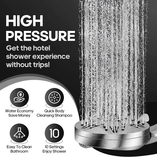 10 Function High Pressure Shower Head with 2 Jet Spray Modes Filter Handheld Showerhead,10 Function High Pressure Shower Head with 2 Jet Spray Modes Filter Handheld Showerhead,Purithm