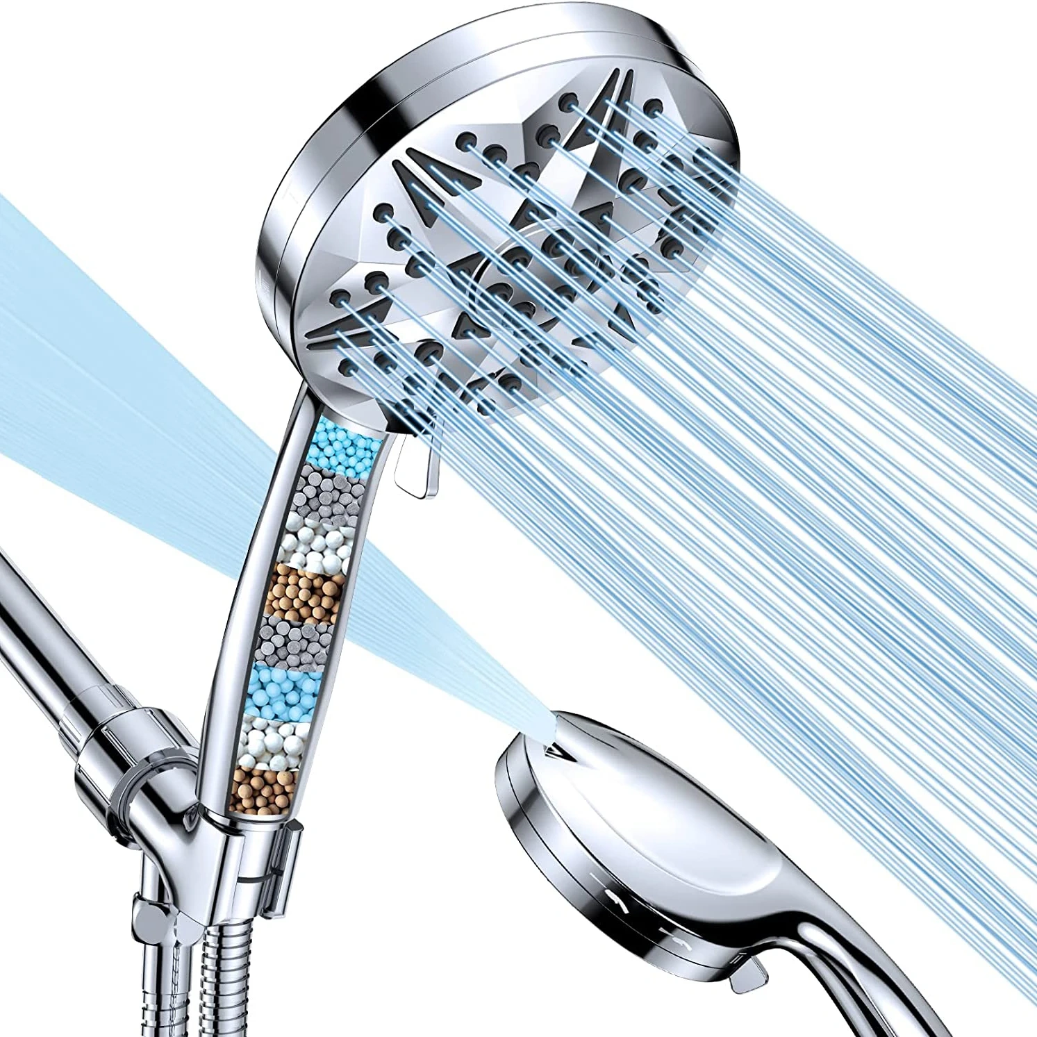 10 Function High Pressure Shower Head with 2 Jet Spray Modes Filter Handheld Showerhead,10 Function High Pressure Shower Head with 2 Jet Spray Modes Filter Handheld Showerhead,Purithm