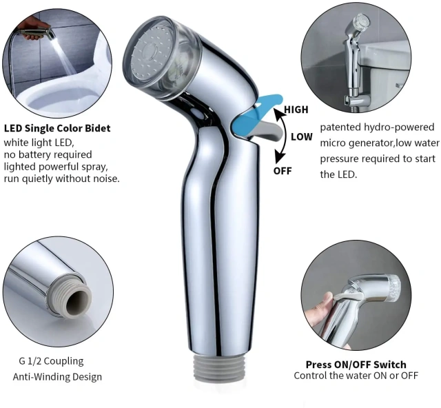 Portable Led Handheld Bidet Toilet Sprayer Kit Hand Held Bidet Sprayer for Toilet Water Faucet Sprayer Kit Bathroom No Batteries,Portable Led Handheld Bidet Toilet Sprayer Kit Hand Held Bidet Sprayer for Toilet Water Faucet Sprayer Kit Bathroom No Batteries,Purithm