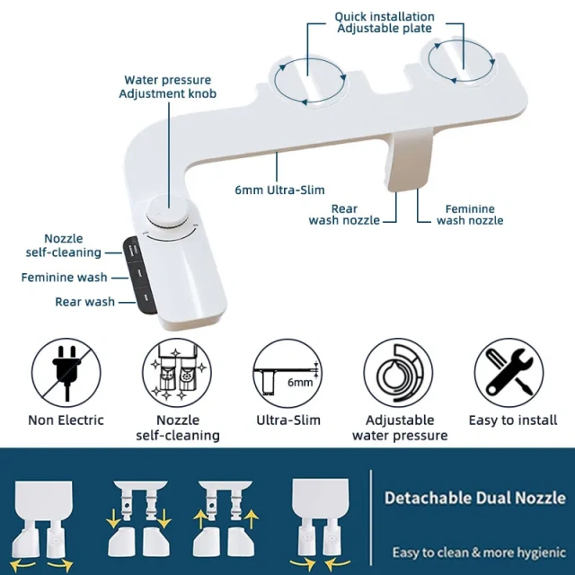New Design Non Electric Nozzle Self-Cleaning Bidet Attachment for Toilet De Toilette Bathroom Smart Bidet Attachment Cold Water Toilet Bidet,Self-Cleaning Bidet Attachment for Toilet,Purithm