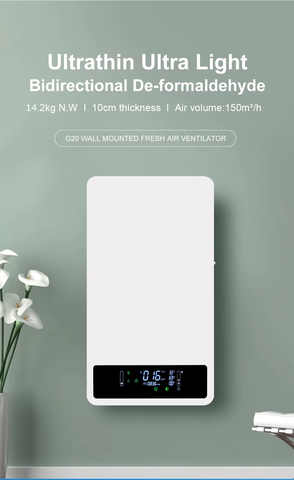 OEM ODM Low Noise Co2 Tuya WiFi Bathroom Nail Salon Smart Heat Recovery Ventilation Fresh Air System 110V Air Purifier,OEM ODM WiFi Smart Heat Recovery Ventilation Fresh Air Purifier System,Purithm