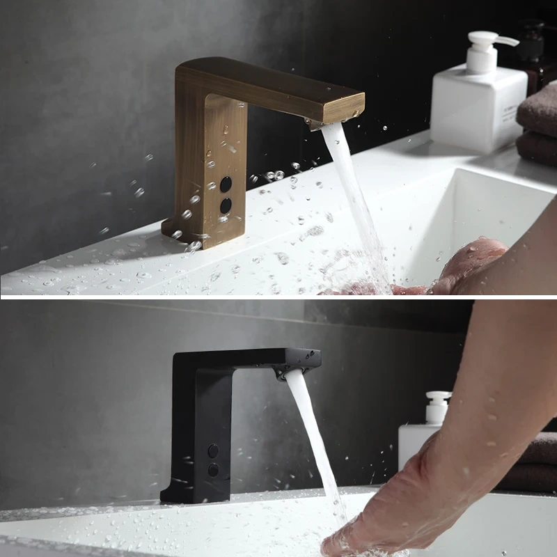 Bathroom Smart Faucets Deck Mounted Basin Tap Vintage Faucets Brushed Modern Battery Touch Taps Automatic Infrared Sensor Faucet,Bathroom Smart Faucets Automatic Infrared Sensor Touchless Faucet,Purithm