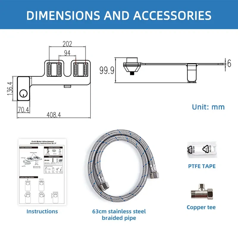 Mechanical Non-electric Nozzle Self-Cleaning Bidet Toilet, Custom Retractable Dual Nozzle Bidet Attachment for Bathroom,Mechanical Non-electric Nozzle Self-Cleaning Bidet Toilet, Custom Retractable Dual Nozzle Bidet Attachment for Bathroom,Purithm