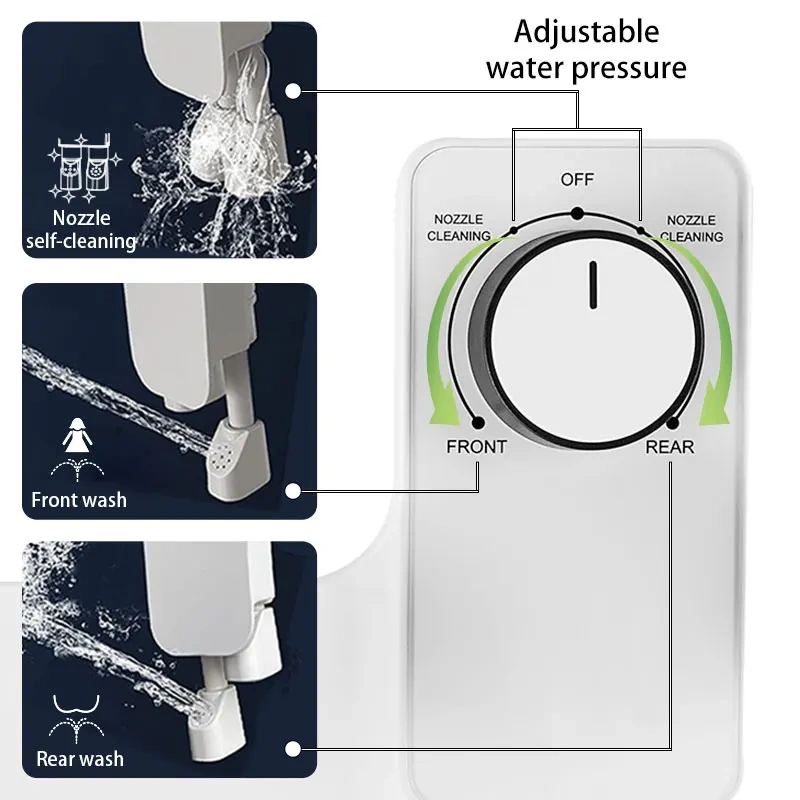 Mechanical Non-electric Nozzle Self-Cleaning Bidet Toilet, Custom Retractable Dual Nozzle Bidet Attachment for Bathroom,Mechanical Non-electric Nozzle Self-Cleaning Bidet Toilet, Custom Retractable Dual Nozzle Bidet Attachment for Bathroom,Purithm