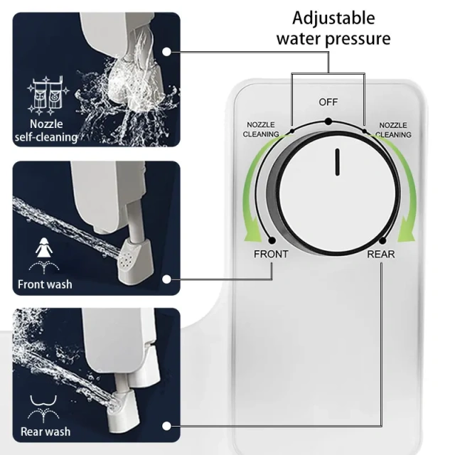Mechanical Non-electric Nozzle Self-Cleaning Bidet Toilet, Custom Retractable Dual Nozzle Bidet Attachment for Bathroom,Mechanical Non-electric Nozzle Self-Cleaning Bidet Toilet, Custom Retractable Dual Nozzle Bidet Attachment for Bathroom,Purithm