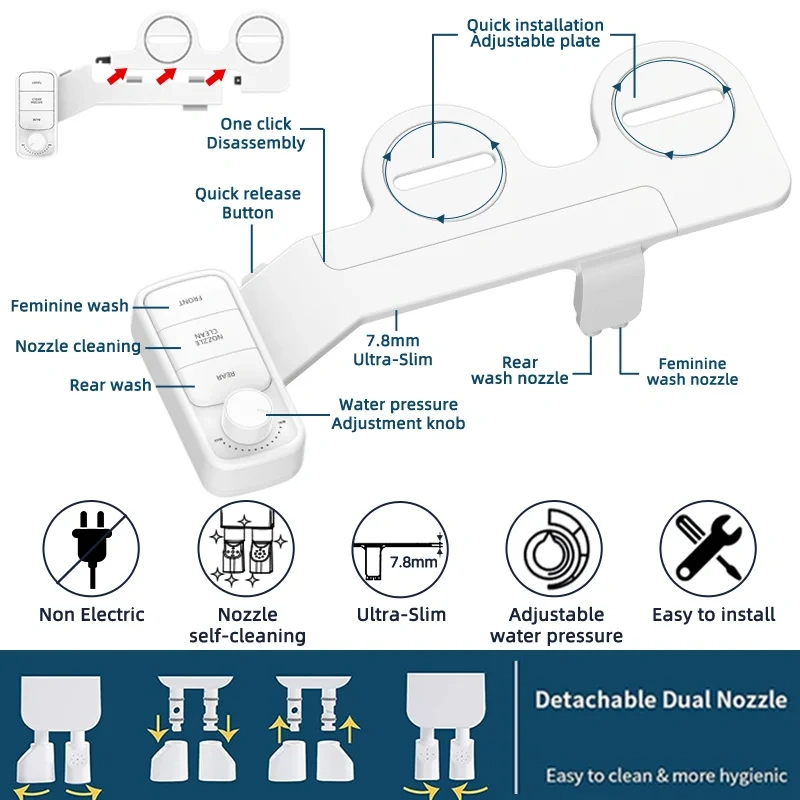 Manufacturer Dual Nozzle Shattaf Bidet Toilet Wholesale Fresh Water Smart Detachable Bidet Toilet Attachment,Manufacturer Dual Nozzle Shattaf Bidet Toilet Wholesale Fresh Water Smart Detachable Bidet Toilet Attachment,Purithm