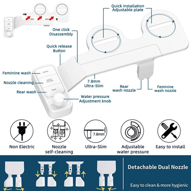 Manufacturer Dual Nozzle Shattaf Bidet Toilet Wholesale Fresh Water Smart Detachable Bidet Toilet Attachment,Manufacturer Dual Nozzle Shattaf Bidet Toilet Wholesale Fresh Water Smart Detachable Bidet Toilet Attachment,Purithm
