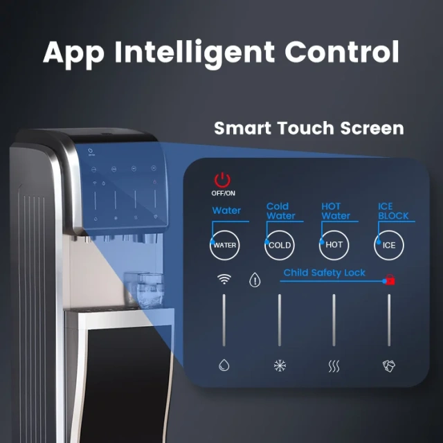 Commercial Intelligent Advanced RO Filtration System Vertical RO Water Dispenser With Ice Maker Machine,Office Living Room Water Dispenser Reverse Osmosis Water Dispenser Ice Maker Machine,Purithm