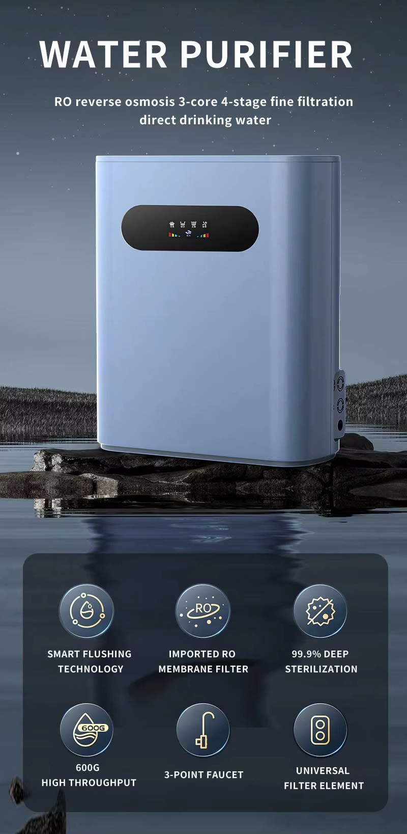 2025 Best Electric Countertop Water Purifier for Home and RV 800g Large flow Reverse Osmosis water filter system for home,Household Under Sink Electric Reverse Osmossis Water Purifier,Purithm