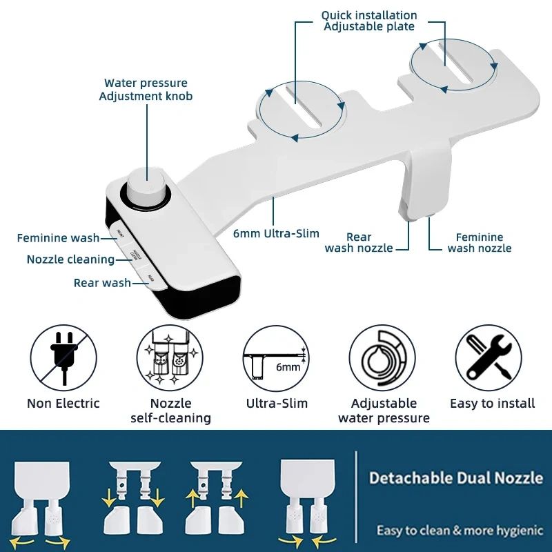 Best Buy Home Dual Nozzle Bidet De Toilette OEM/ODM Ultra-Slim Bide Shattaf Good Price Non Electric Bidet Attachment for toilet,Buy Home Dual Nozzle Bidet De Toilette OEM/ODM Ultra-Slim Bide Shattaf Good Price Non Electric Bidet,Purithm
