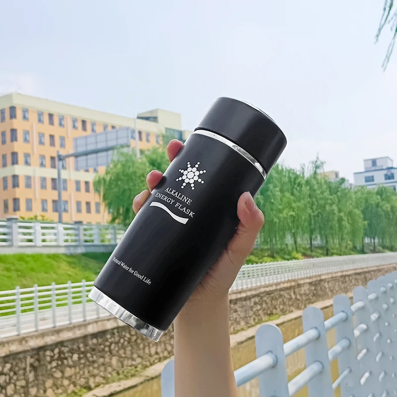 Wholesale Health Nano Energy Alkaline Water Flask pH 9.5+ Stainless Steel Alkaline Hydrogen Thermos Water Bottle water cup,OEM customized Alkaline water bottle with 7 water filter,Purithm