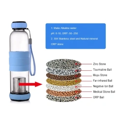 Hot Sale Nano Energy Alkaline Water Flask Terahertz pH Hydrogen Glass Water Bottle With Tourmaline Energy Negative Stone,SOUDRON Hot Sale Nano Energy Alkaline Water Flask Terahertz pH Hydrogen Glass Water Bottle With Tourmaline Energy Negative Stone,Purithm