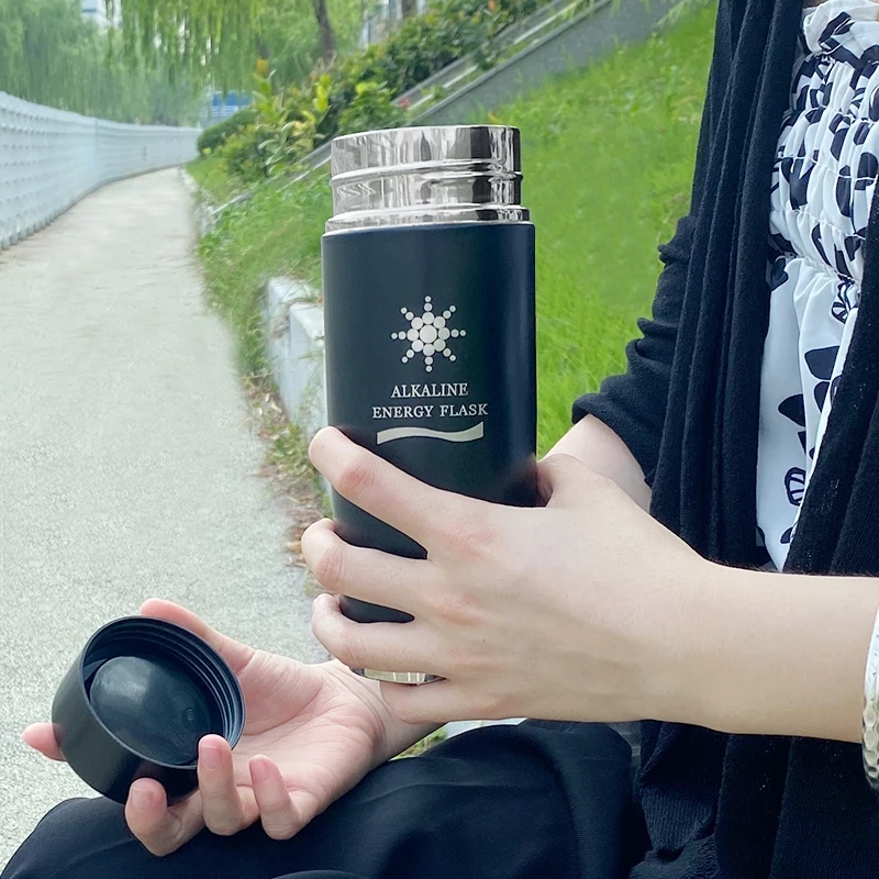 Wholesale Health Nano Energy Alkaline Water Flask pH 9.5+ Stainless Steel Alkaline Hydrogen Thermos Water Bottle water cup,OEM customized Alkaline water bottle with 7 water filter,Purithm