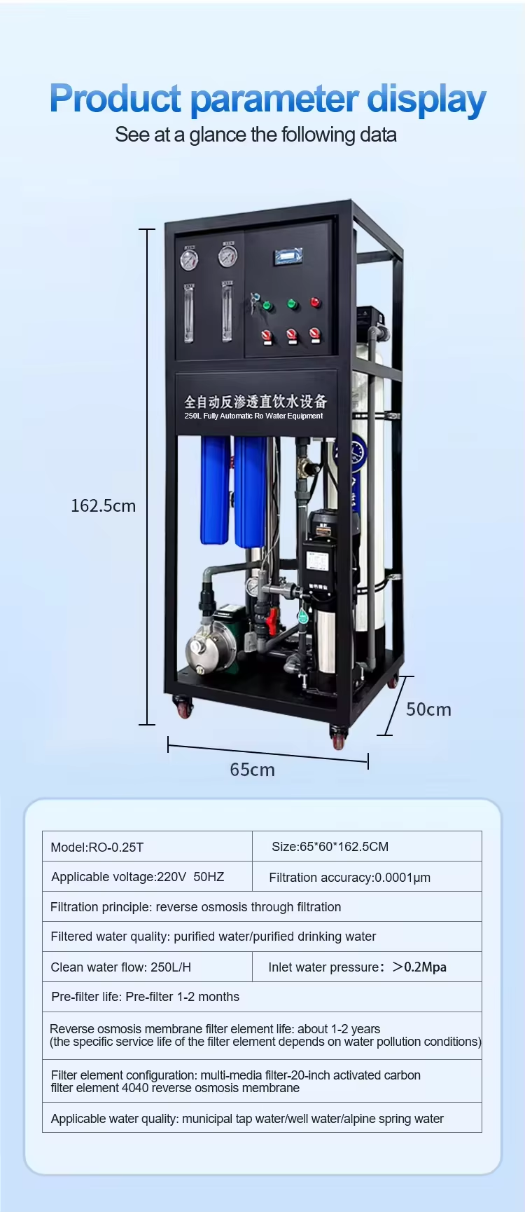 New 500 Litres Per Hour Industrial Water Purification Machinery Desalination Rate Water Treatment Equipment Reverse Osmosis Water Filter,New 500 Litres Per Hour Industrial Water Purification Machinery Desalination Rate Water Treatment Equipment Reverse Osmosis Water Filter,Purithm