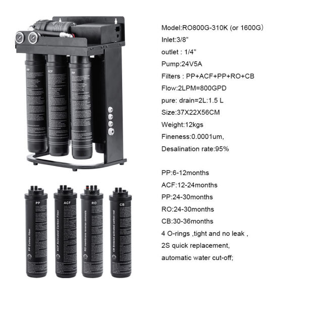 High-Flow Commercial 800GPD Reverse Osmosis Purification system RO Water Filter System for home business,Quick Installation 800GPD Compact Reverse Osmosis 5-Stage Filtration Water Filter System Home Hotel Use Electric Under-Sink,Purithm