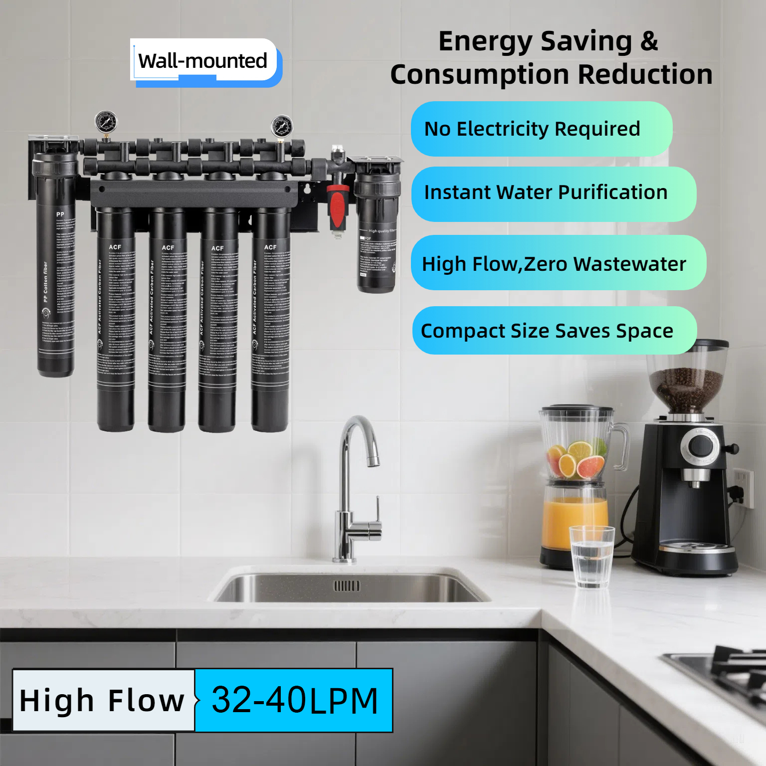 Commercial High-capacity Ice Machine and Coffee Machine Scale-preventing Activated Carbon Water Filtration System for Hotel Use,Commercial High-capacity Ice Machine and Coffee Machine Scale-preventing Activated Carbon Water Filtration System for Hotel Use,Purithm