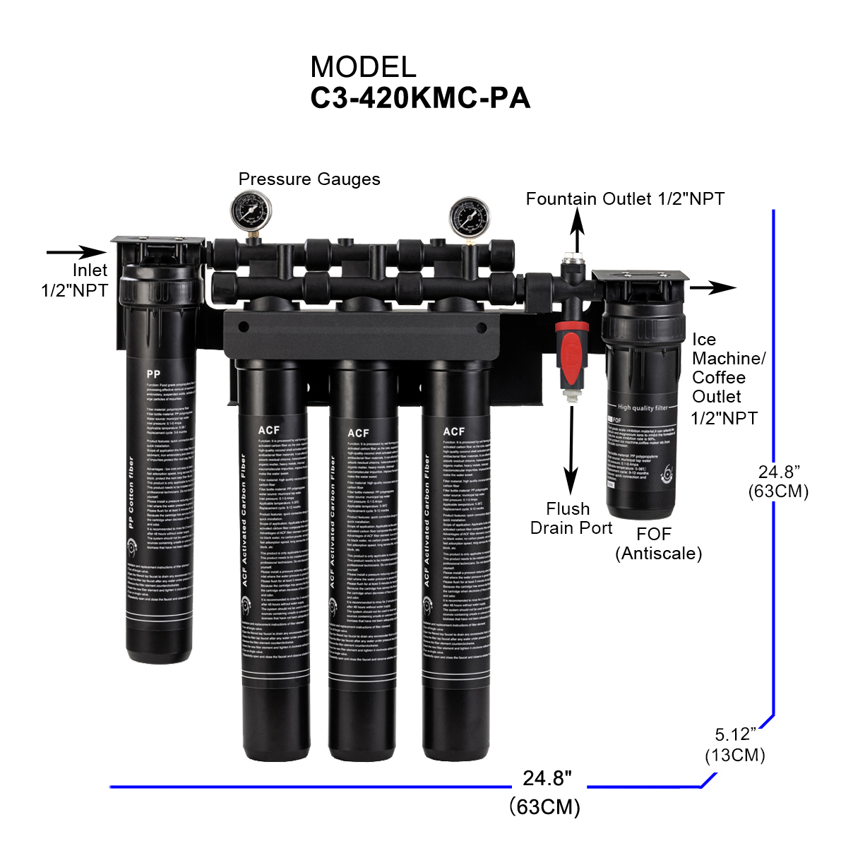 30Lpm High Flow Plastic Scale Prevention Water Treatment System Wall Mount Commercial Grade High Demand Coffee Shop Hotel RV,30Lpm High Flow Plastic Scale Prevention Water Treatment System Wall Mount Commercial Grade High Demand Coffee Shop Hotel RV,Purithm