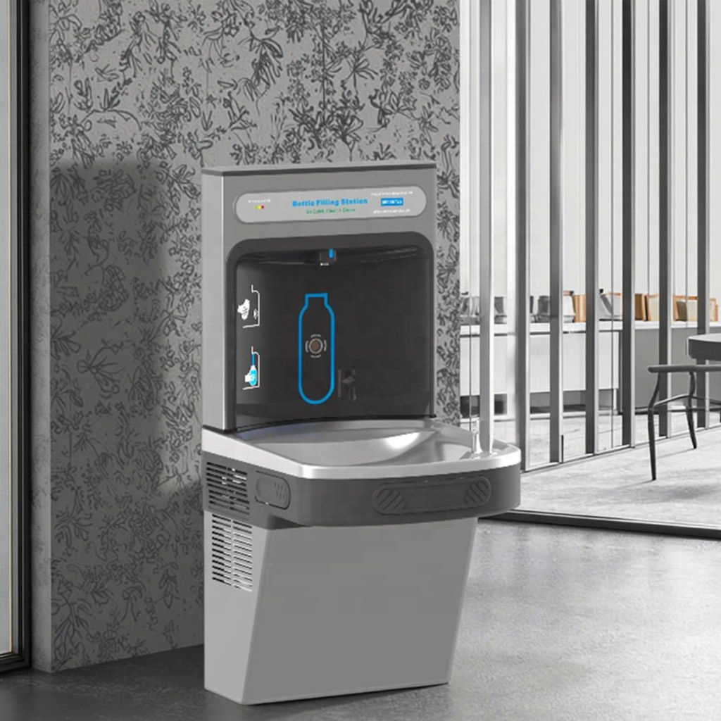 Electric Water Coolers Bottle Filling Station with Single Cooler, Non-Filtered Refrigerated,handfree Touchless,Electric Water Coolers Bottle Filling Station,Purithm