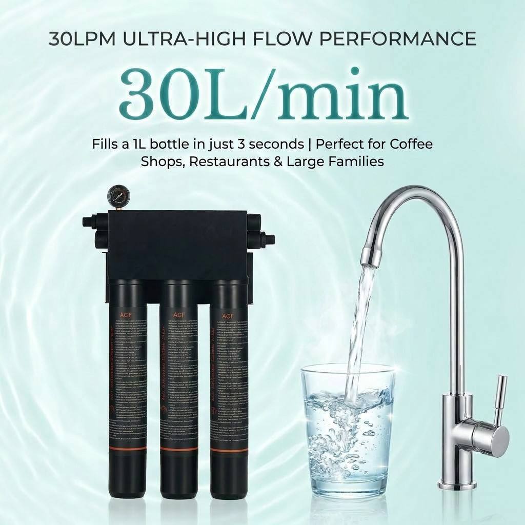 OEM ODM Custom 30LPM Wall-Mounted Large flow Water Purifier 0.5 Micron Filtration for Restaurants Outdoor RV Home,OEM ODM Custom 30L Water-Free Wall-Mounted Front Water Purifier 0.5 Micron Filtration for Restaurants Outdoor RV Home,Purithm