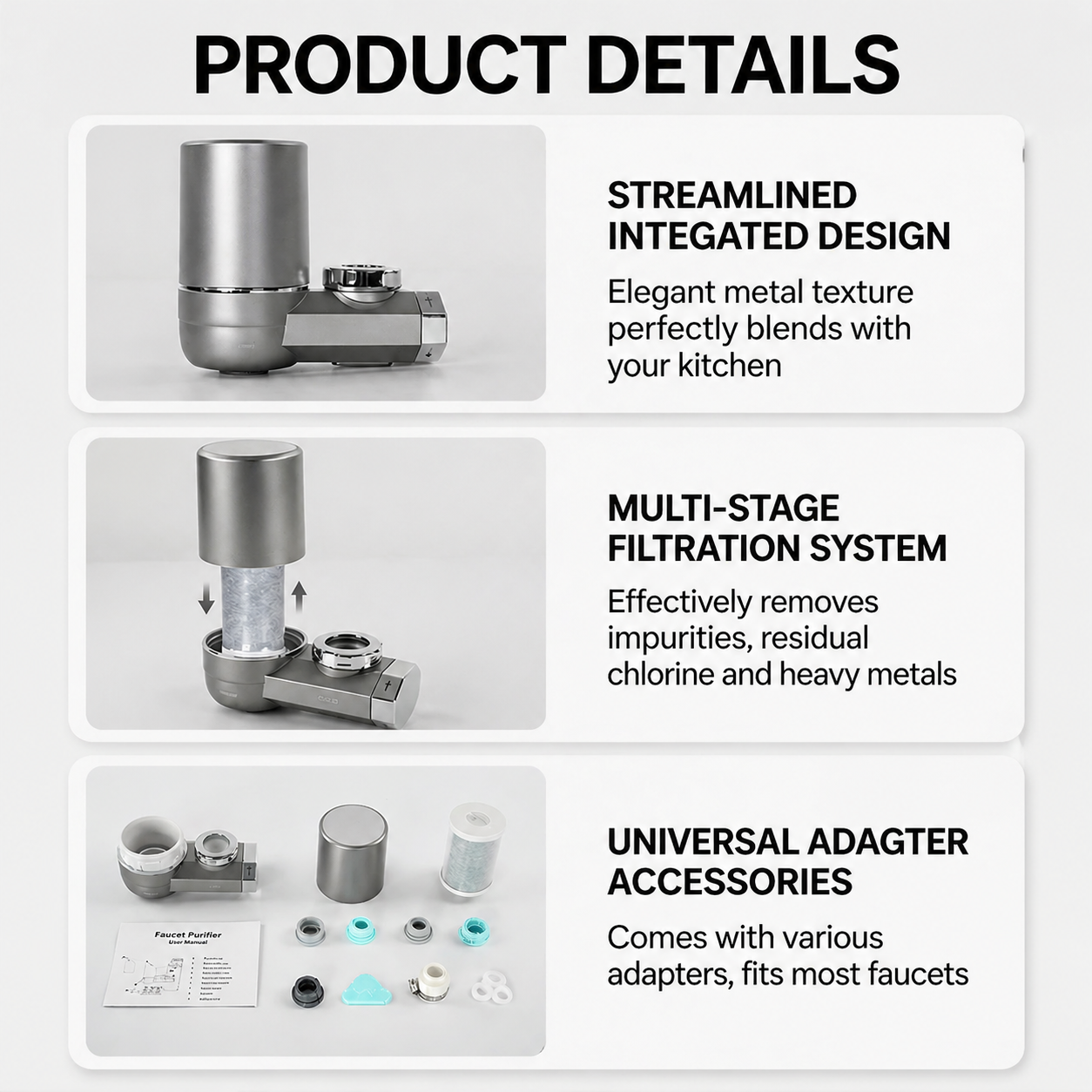 High Flow Faucet Water Filter with Long-Life Cartridge Improve Water Taste Reduce Sediment Tap Water Purifier,High Flow Faucet Water Filter with Long-Life Cartridge,Purithm