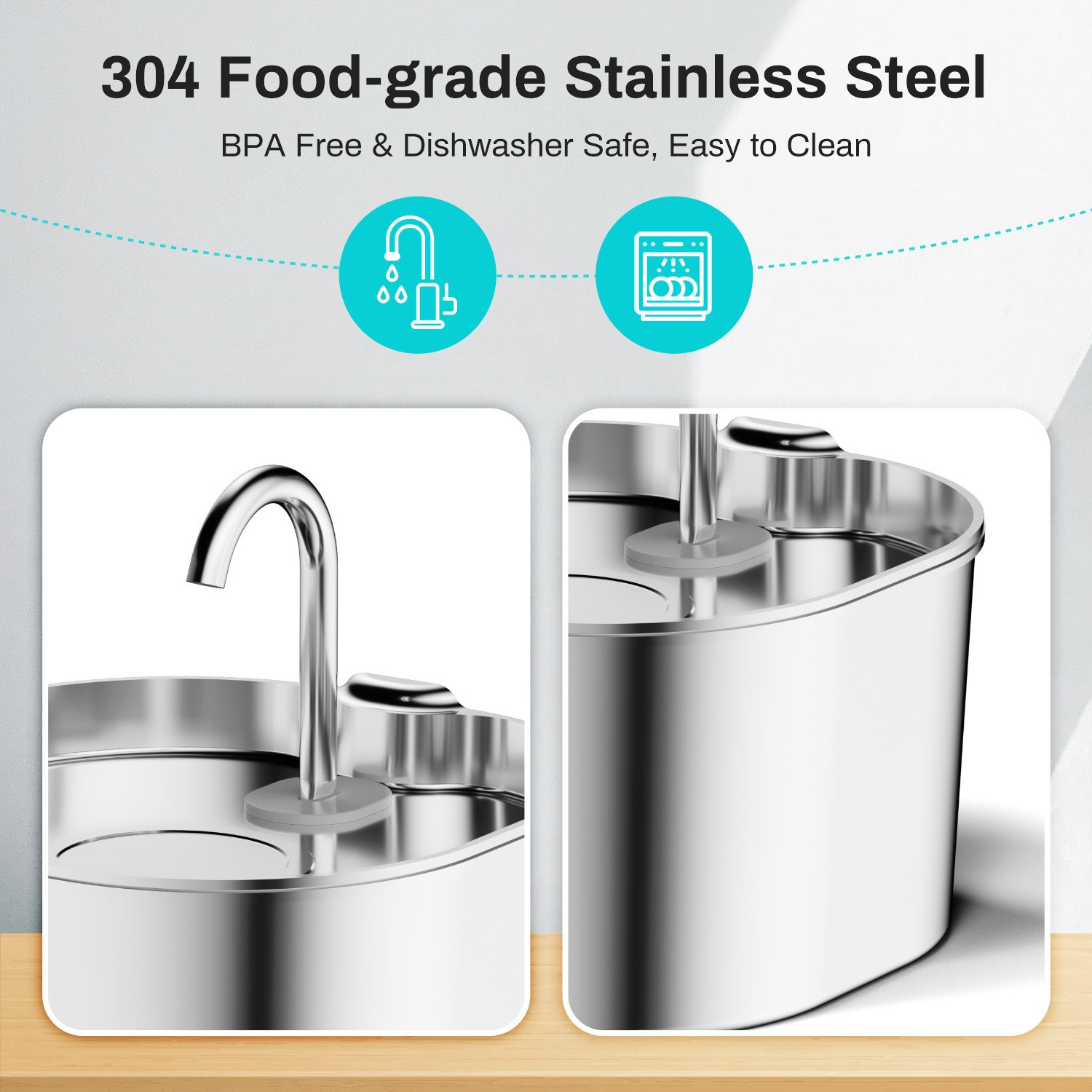 Factory Cat Water Fountain Stainless Steel 74oz/2.2L Water Fountains for Cats Indoor Ultra-Quiet Pet Water Fountain Easy Clean,Stainless Steel Smart Pet Water Fountain Automatic Water Dispenser,Purithm